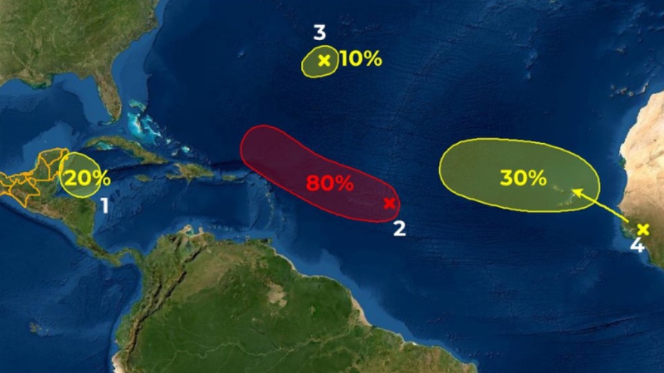 Asechan cuatro posibles ciclones en el Atlántico