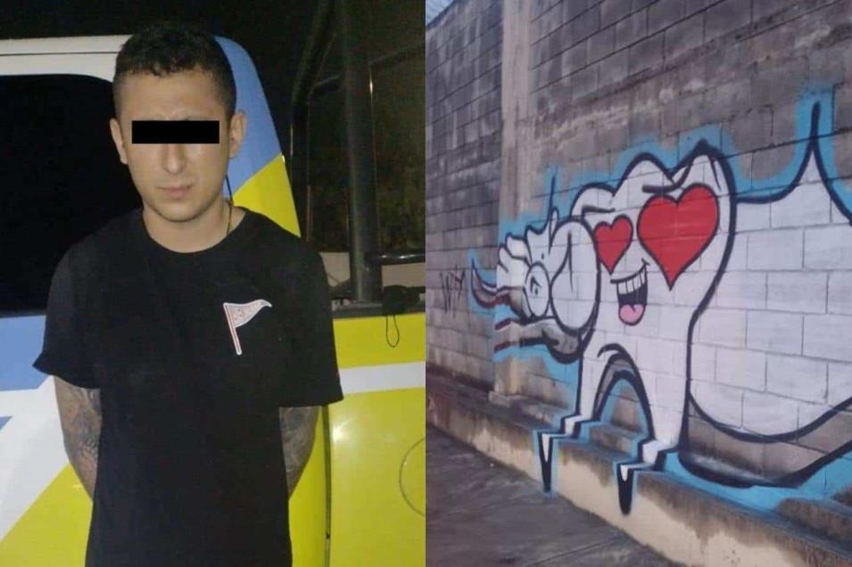 Detienen a hombre por realizar graffiti en Monterrey