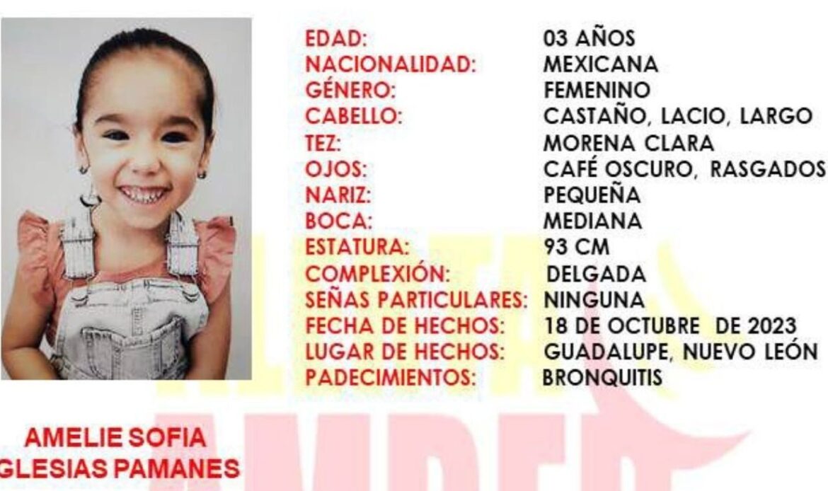 Emiten Alerta Amber por menor desaparecida en Guadalupe