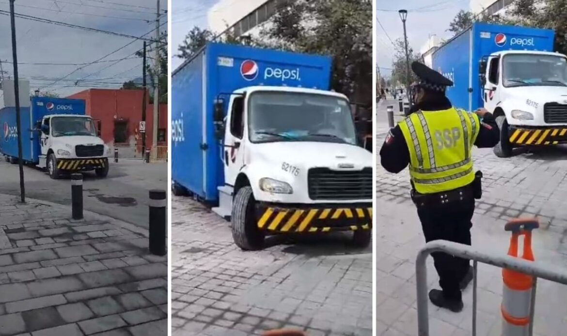 Obras en Casco de San Pedro causan atorón de camión